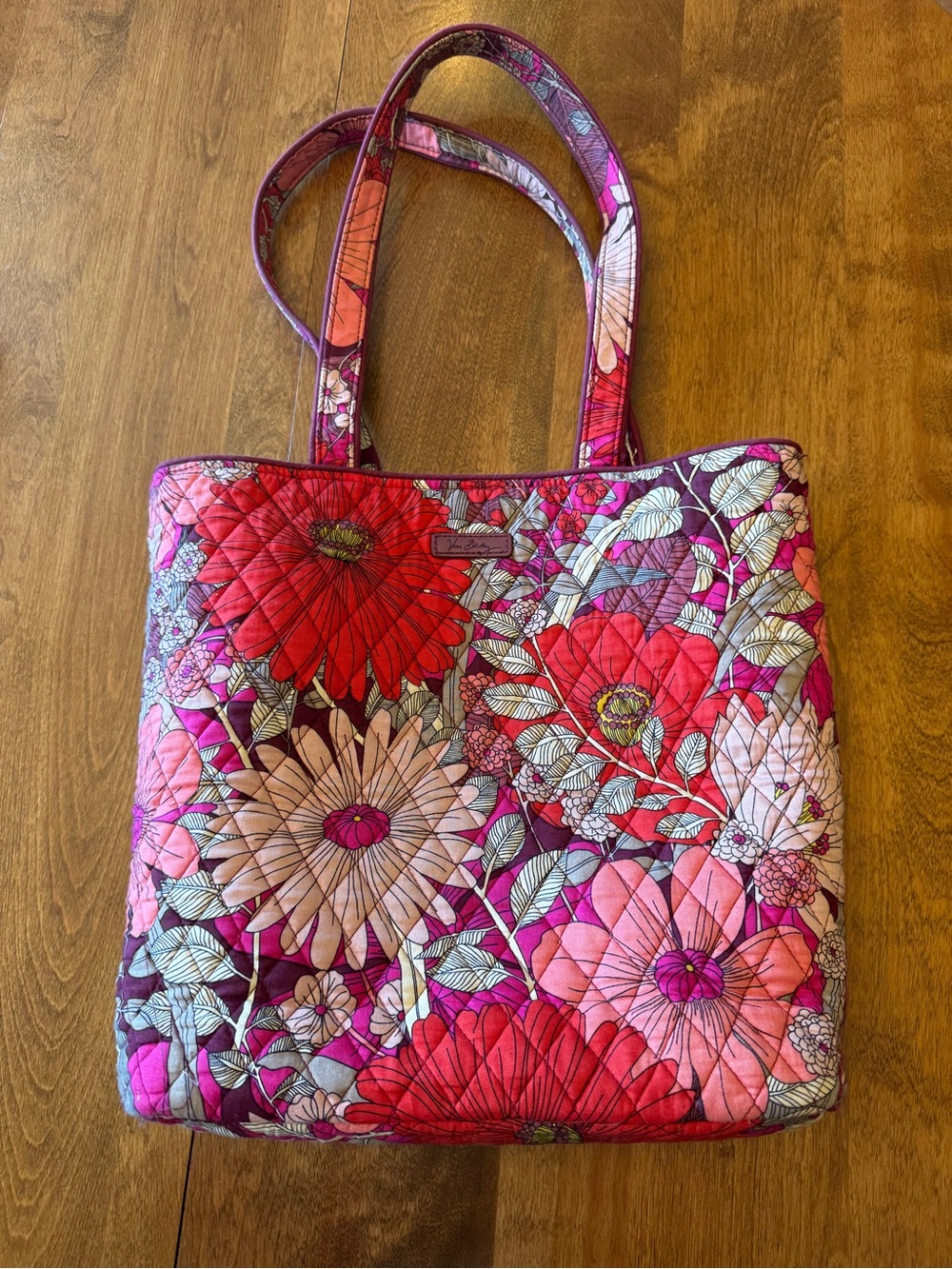 Vera Bradley Quilted Floral Tote in Red and Pink